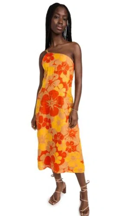 Pre-owned Faithfull The Brand Women's Soko Midi Dress, Surfs Up Floral Print, S