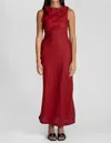Faithfull The Brand Women's Suis Midi Dress In Deep Red In Silver