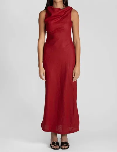 Faithfull The Brand Women's Suis Midi Dress In Deep Red In Silver
