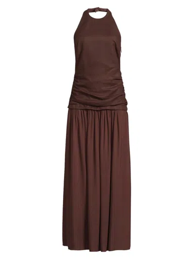 Faithfull The Brand Women's Tali Ruched Linen A-line Maxi Dress In Brown