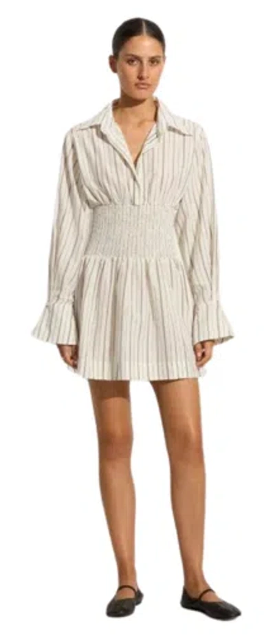 Pre-owned Faithfull The Brand Women's White Vitinia Mini Dress Trieste Stripe, Size 2