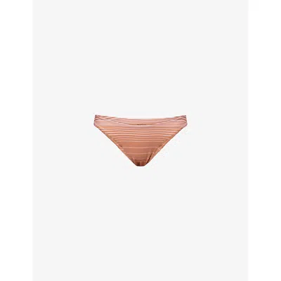 Faithfull The Brand Womens Accord Stripepuce/fawn Bebe High-rise Bikini Bottoms Xs In Brown