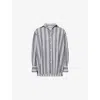 Faithfull The Brand Womens Antique Navy Stripe Capri Striped Cotton Shirt Xs In Gray