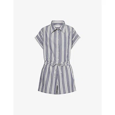 Faithfull The Brand Womens Antique Navy Stripe Cyrene Striped Cotton Playsuit In Blue