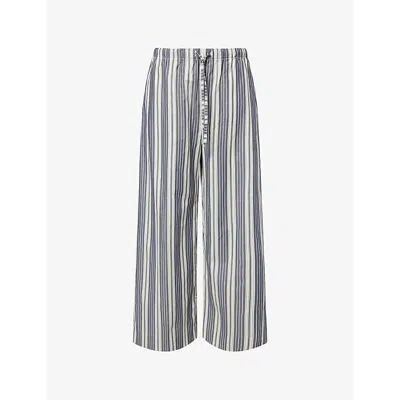 Faithfull The Brand Womens Antique Navy Stripe Rena Striped Cotton Trousers In Multi