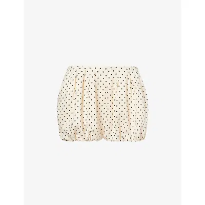Faithfull The Brand Womens Cream Black Lucia Polka Dot-pattern Linen Shorts In Neutral