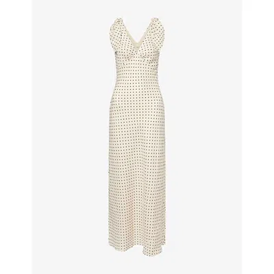 Faithfull The Brand Womens Cream Black Solana Polka Dot-print Linen Maxi Dress In Multi
