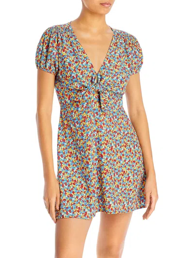 Faithfull The Brand Womens Floral Print Front Tie Shift Dress In Multi