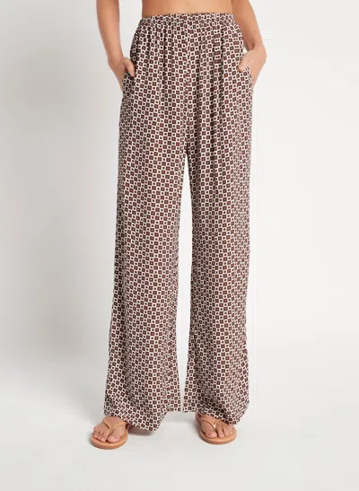 Faithfull The Brand Womens High Waist Pants With Checkered Print In Brown