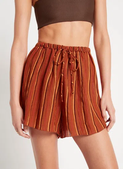 Faithfull The Brand Womens High Waisted Shorts In Orange/brown Stripes