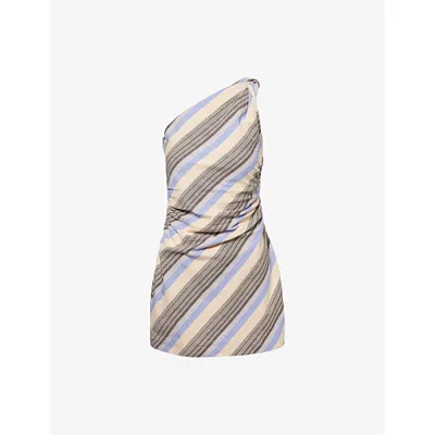 Faithfull The Brand Womens Marine Stripe Marga Striped Cotton And Linen-blend Mini Dress In Blue