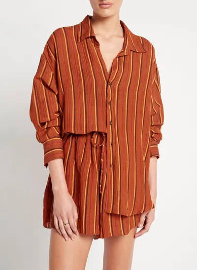 Faithfull The Brand Womens Oversized Shirt In Orange/brown Stripes