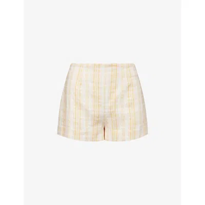 Faithfull The Brand Womens Piato Check Lila Mini Printed Cotton Shorts