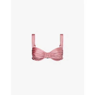 Faithfull The Brand Womens Puce Sol Gathered Bikini Top In Purple