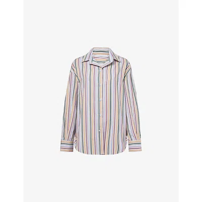 Faithfull The Brand Womens Sifnos Stripe En Vau Striped Oversized Cotton Shirt In Multi