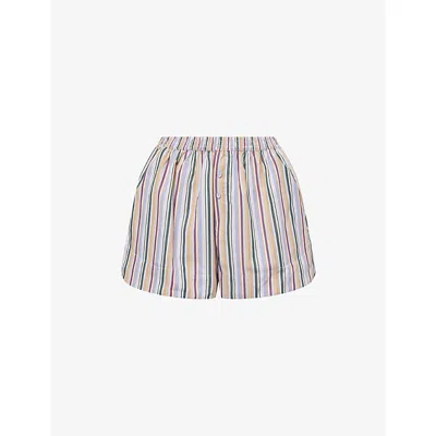 Faithfull The Brand Womens Sifnos Stripe Lonia Striped Cotton Shorts In Multi