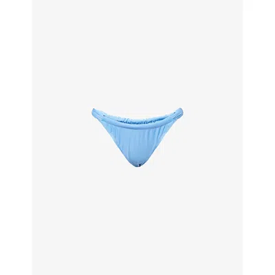 Faithfull The Brand Womens Soft Blue Andez Gathered Bikini Bottom