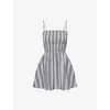 Faithfull The Brand Womens White Corah Striped Cotton Mini Dress In White