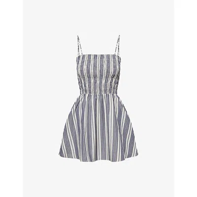 Faithfull The Brand Womens White Corah Striped Cotton Mini Dress