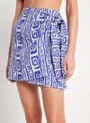 Faithfull The Brand Wrap Mini Skirt With Blue/white Print In Blue