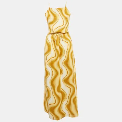 Faithfull The Brand Yellow Piedra Linen Cut-out Maxi Dress In Multi