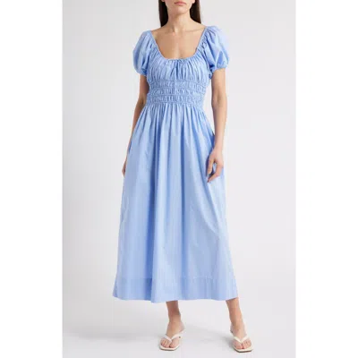 Faithfull The Brand Yolaine Cotton Midi Dress In Blue