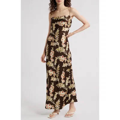 Faithfull The Brand Yolaine Floral Maxi Sundress In Jardin Floral - Chocolate