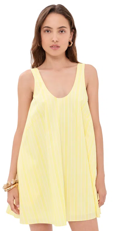 Faithfull Tula Mini Dress Elisa Stripe/daffodil White In Yellow