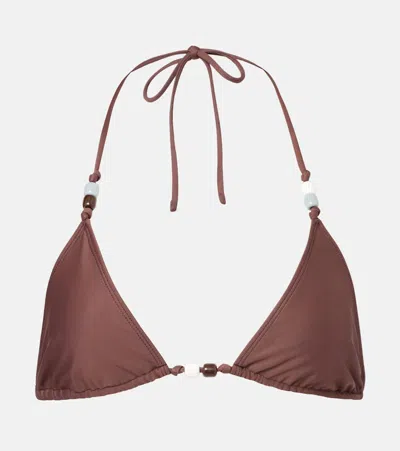 Faithfull Uma Beaded Bikini Top In Brown