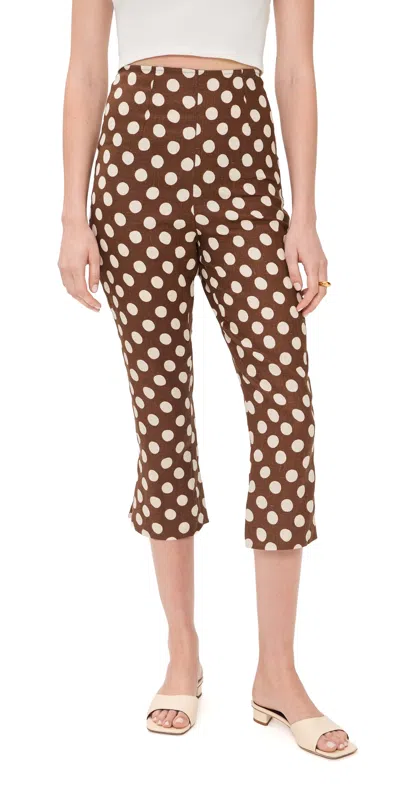 Faithfull Valeria Capri Pants Cioccolato Dot In Brown
