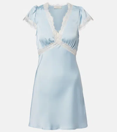 Faithfull Verena Lace-trimmed Satin Minidress In Blue