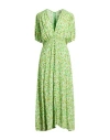 Faithfull Woman Midi Dress Green Size 10 Rayon In Green