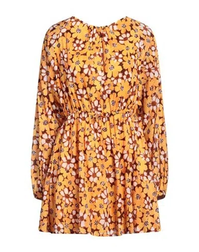 Faithfull Woman Mini Dress Apricot Size 6 Cotton In Orange