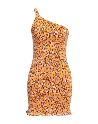 Faithfull Woman Mini Dress Orange Size 6 Cotton