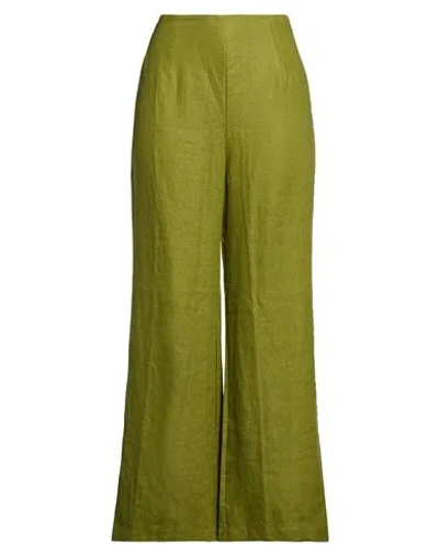 Faithfull Woman Pants Green Size 8 Linen In Multi