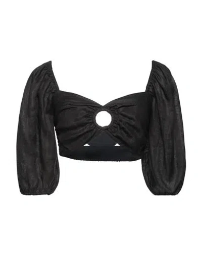 Faithfull Woman Top Black Size 6 Linen