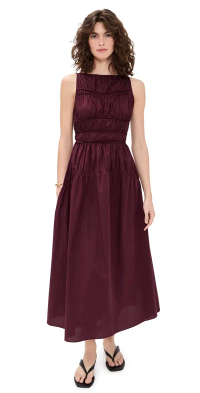 Faithfull Yael Midi Dress Mulberry In Brown