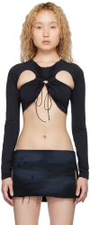 Fal-ash Black Cutout Long Sleeve T-shirt In Black