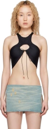 Fal-ash Black Cutout Tank Top In Black