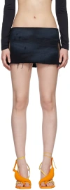 Fal-ash Black Vented Denim Mini Skirt In Black
