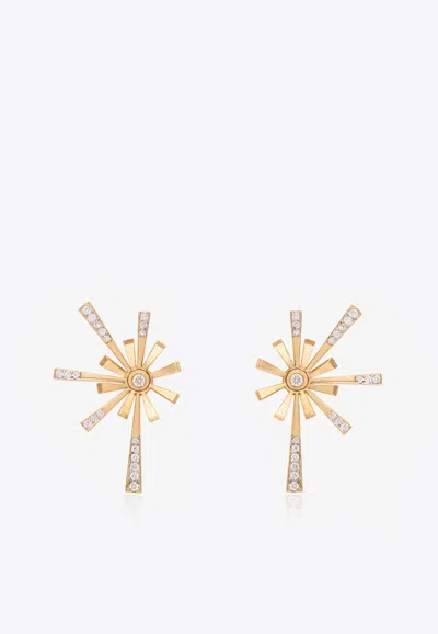 Falamank Diamond Blooms Collection 18-karat Yellow Gold Earrings With White Diamonds