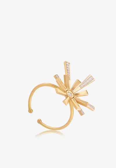 Falamank Diamond Blooms Collection 18-karat Yellow Gold Ring With White Diamonds