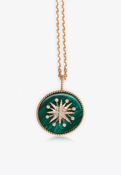 Falamank Diamond Splash Collection 18-karat Yellow Gold Necklace With White Malachite And White Diamonds