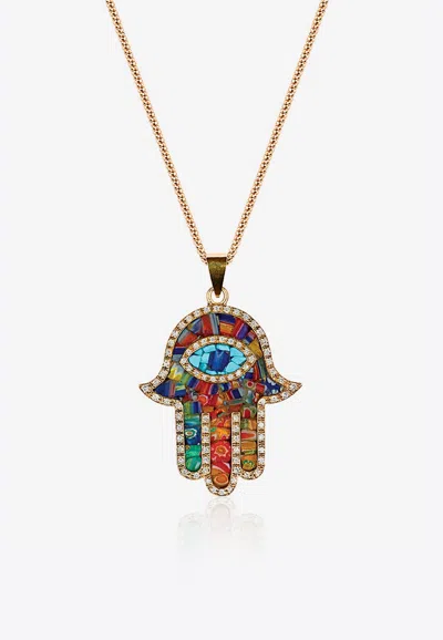 Falamank Mosaic Collection Necklace In 18-karat Yellow Gold And White Diamonds