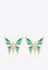 Falamank My Dream Is To Fly 18-karat Yellow Gold Stud Earrings With Diamonds In Blue