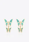 Falamank My Dream Is To Fly Dangle Earrings In 18-karat Yellow Gold With Diamonds In Blue