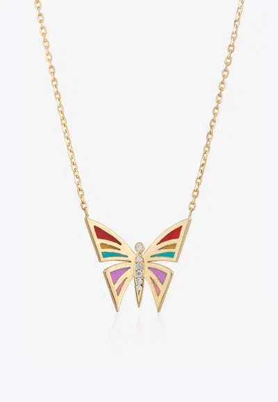 Falamank My Dream Is To Fly Diamond Butterfly Necklace In 18-karat Yellow