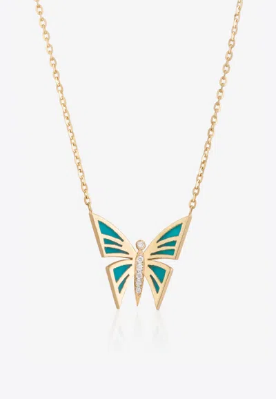 Falamank My Dream Is To Fly Diamond Butterfly Necklace In 18-karat Yellow