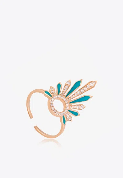 Falamank Soleil Collection 18-karat Rose Gold Ring With Enamel And White Diamonds