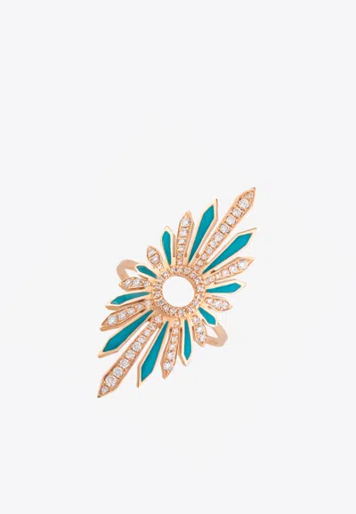 Falamank Soleil Collection 18-karat Rose Gold Ring With Enamel And White Diamonds